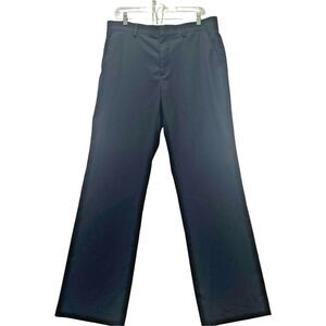 Apt 9 Mens Dress Pants 36x32 Black Flat Front Straight Leg Polyester Blend